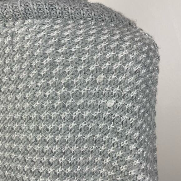 Calvin Klein | OS Gray & Silver Metallic Chunky Knit Pullover Poncho Sweater - Picture 9 of 14